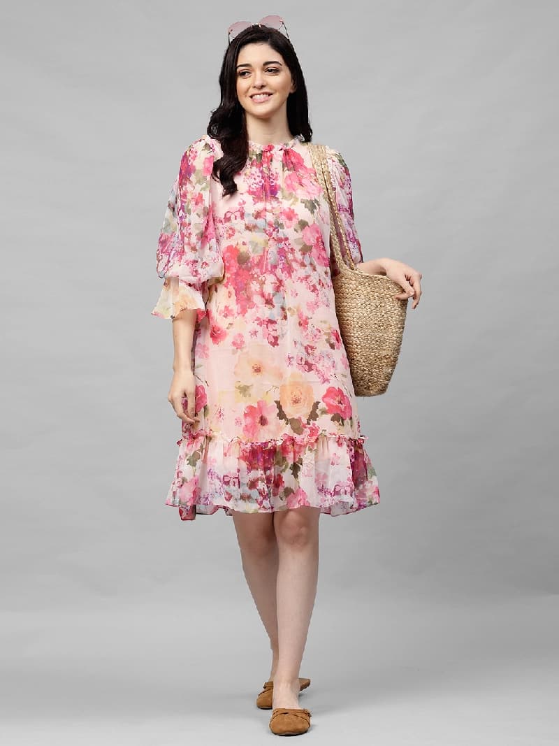 Women's Multicolor Casual Printed Regular Fit Dress
