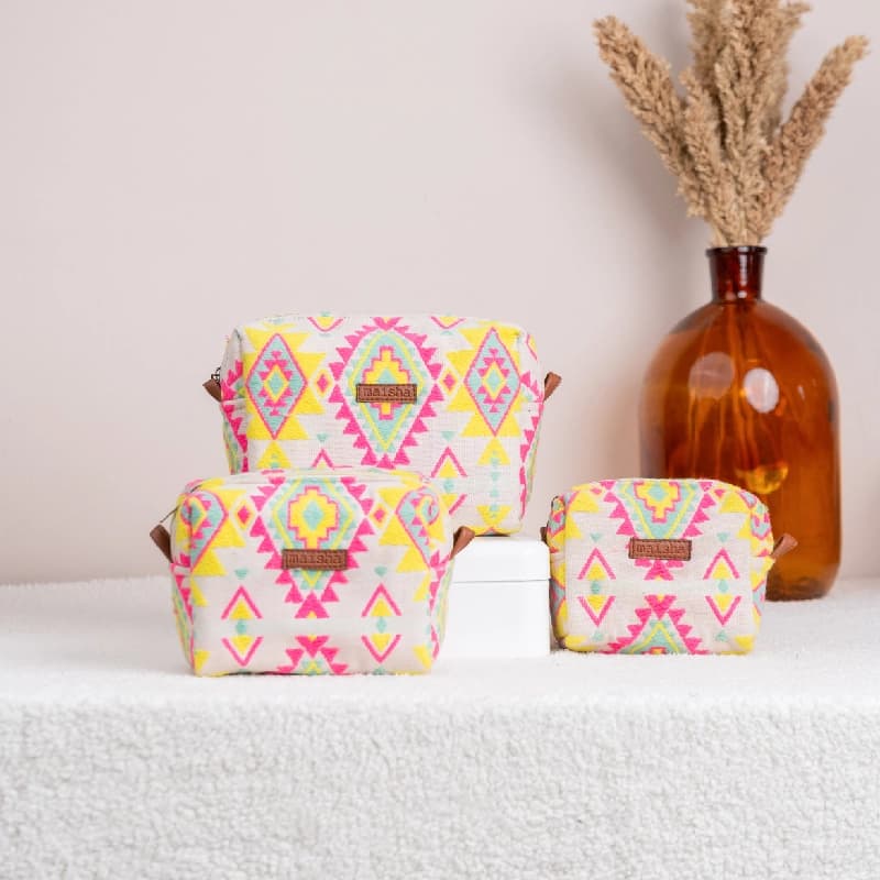 Women's Multicolor Citrus Burst Essential Pouch - Set of 3