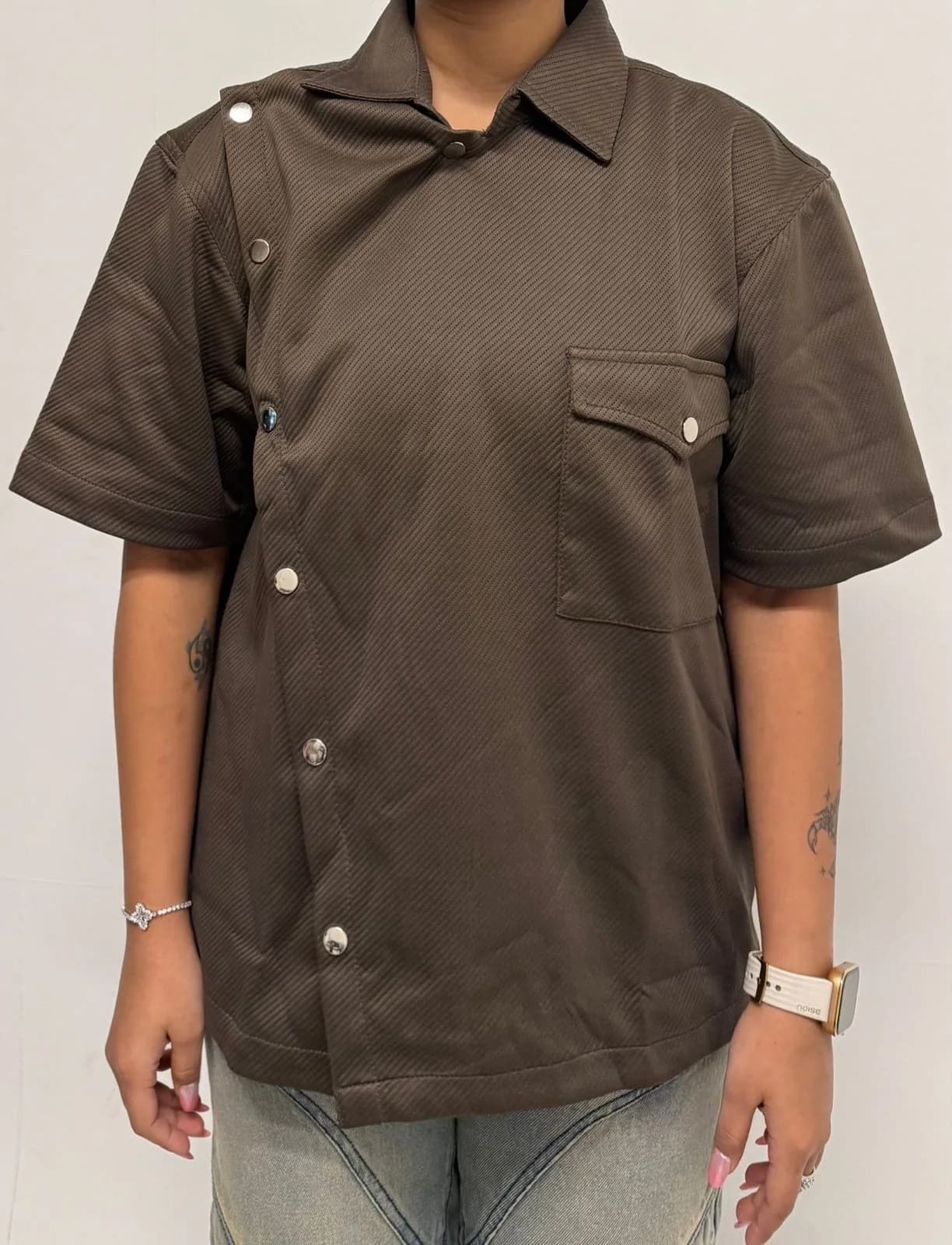 Unisex Brown Casual Solid Regular Fit Shirt
