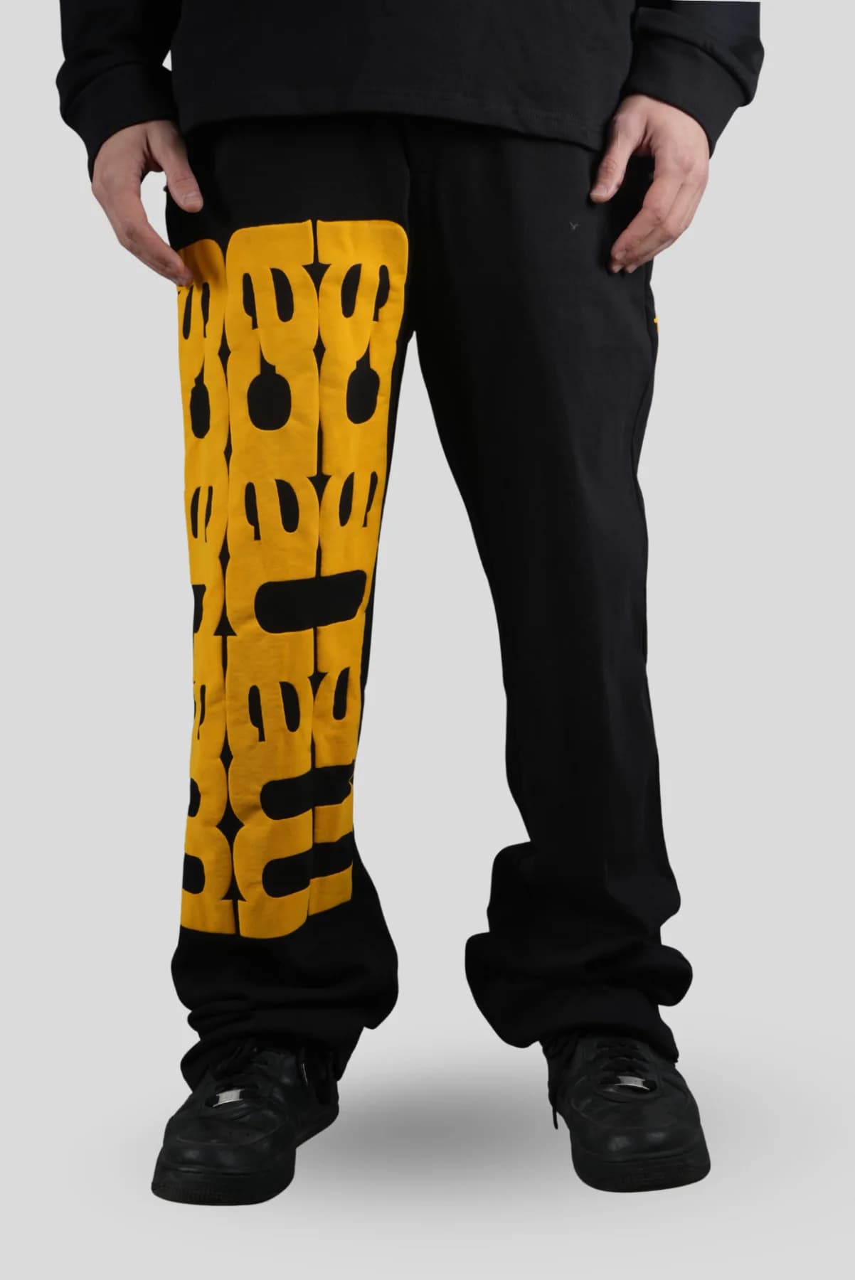 Unisex Black Casual Printed Oversized Fit Jogger