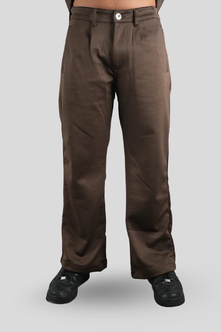 Unisex Brown Casual Solid Regular Fit Trouser