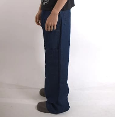 Unisex Blue Casual Solid Oversized Fit Jeans