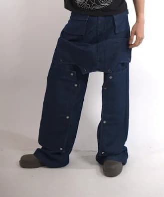 Unisex Blue Casual Solid Oversized Fit Jeans