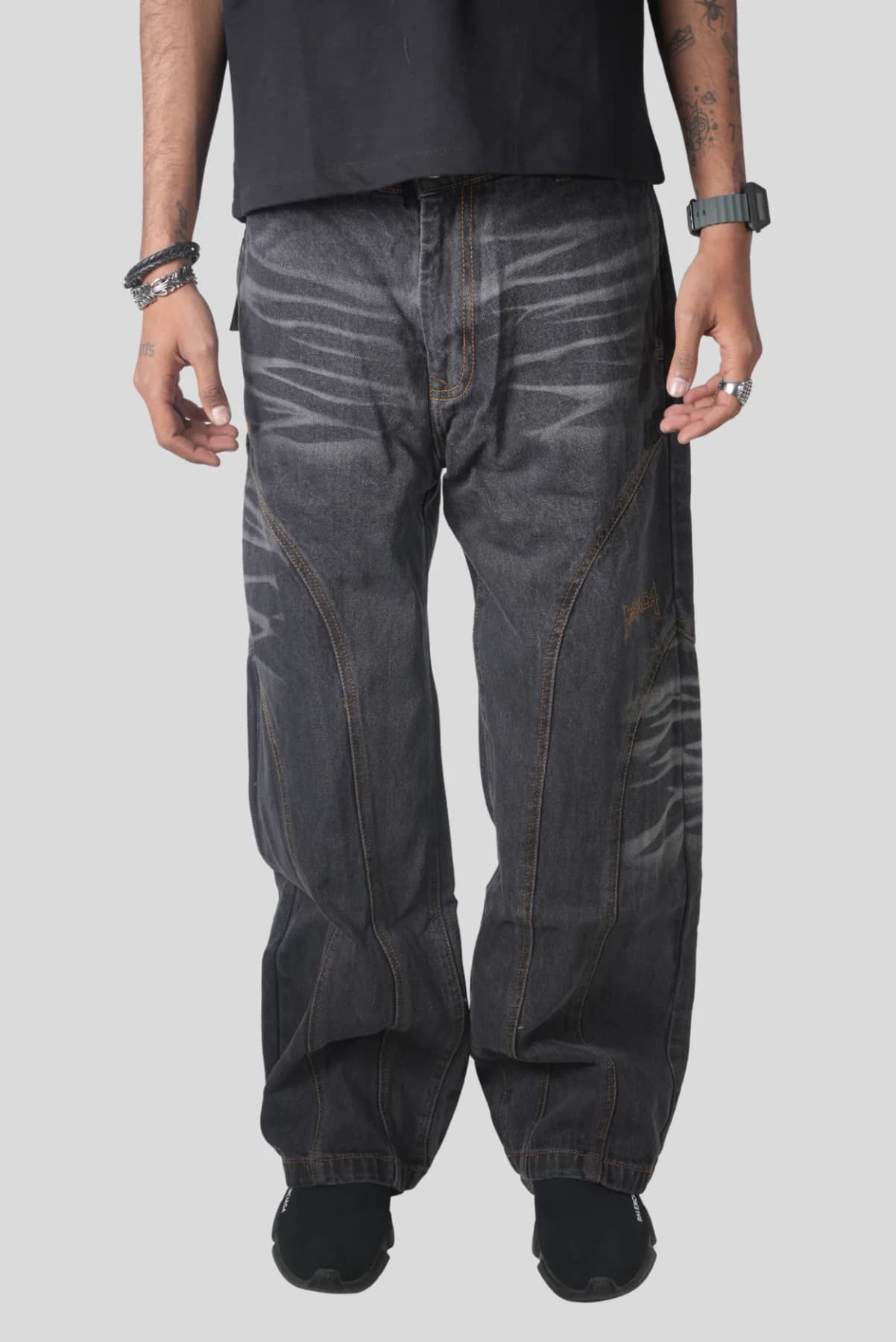 Unisex Black Casual Solid Regular Fit Jeans