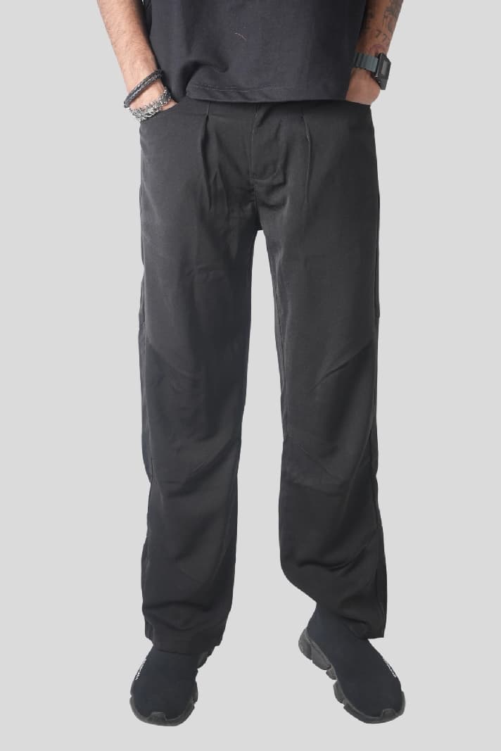 Unisex Black Casual Solid Regular Fit Trouser
