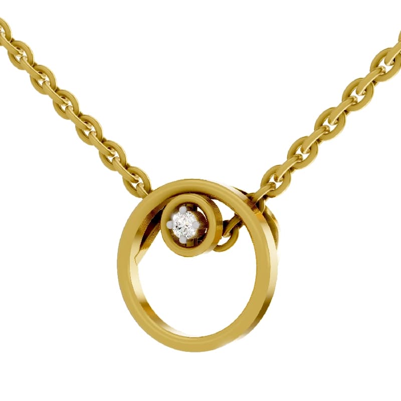 Women's Daily Wear 0.02 Carat Round Shape Gold Plated Circle Diamond Pendant Necklace