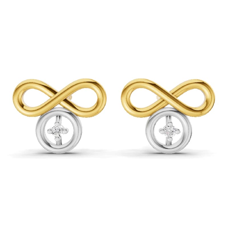 Women's Daily Wear 0.02 Carat Round Shape Yellow Gold Plated Infinity Diamond Earrings