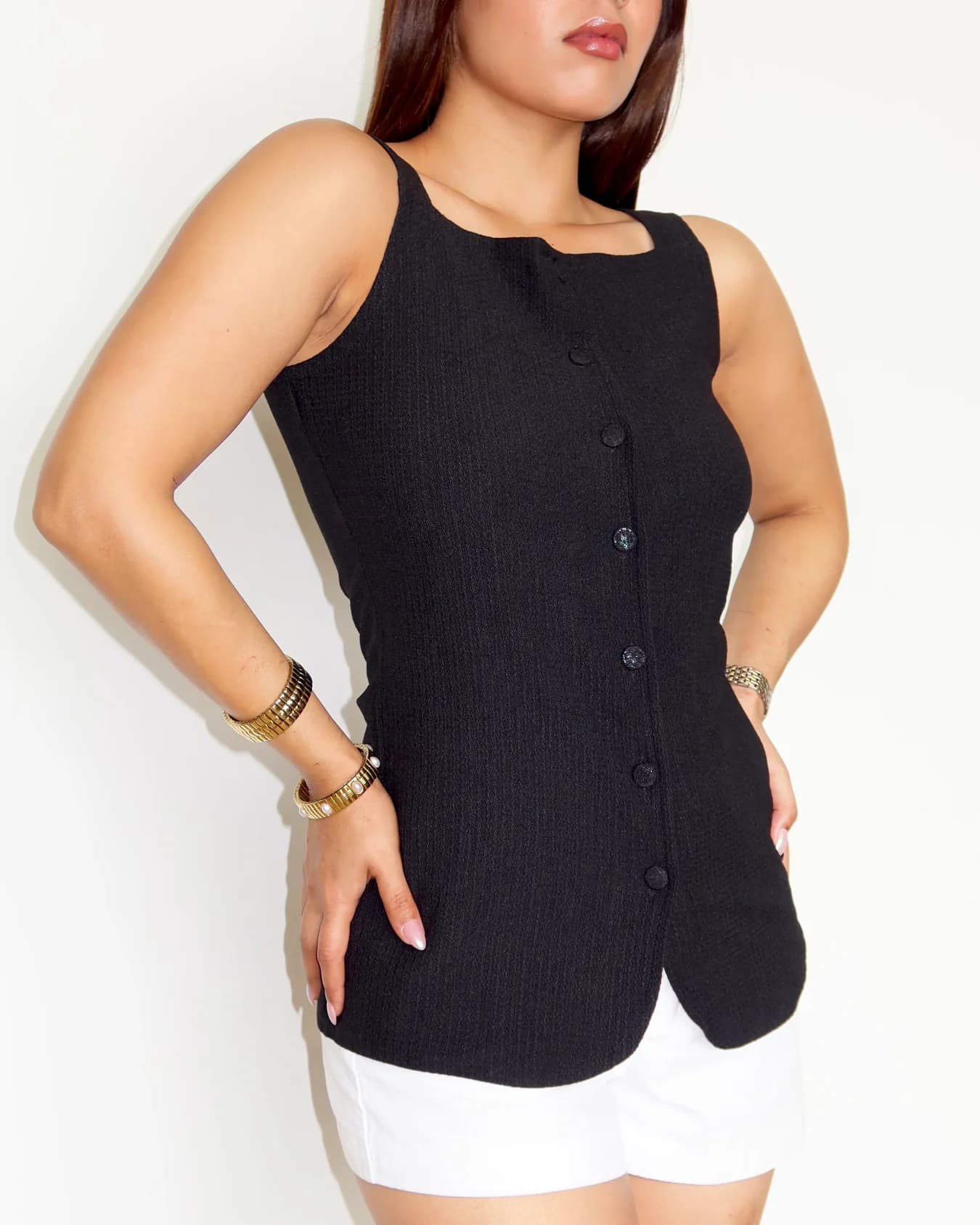 Women's Black Casual Solid Slim Fit Top