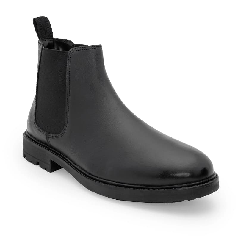 Men's Black Casual High Density Foam Insole Leather Chelsea Boots