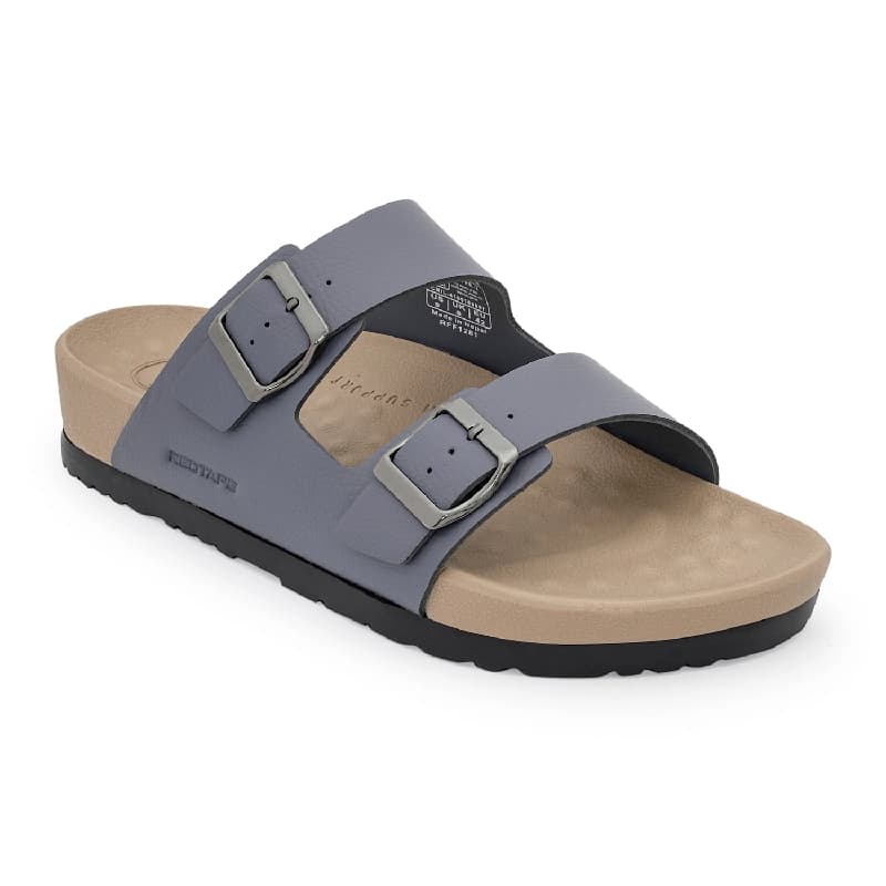 Men's Grey Casual Everyday Comfort Double Strap Slides