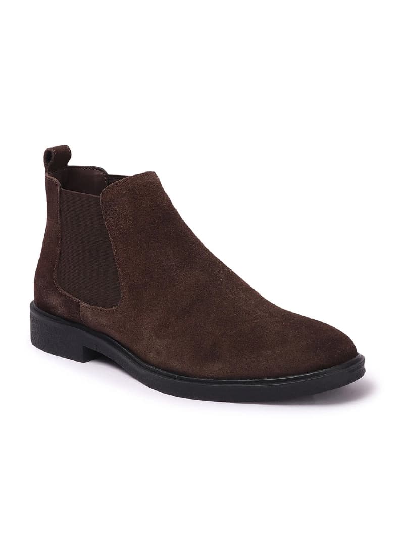 Men's Brown Outdoor Synthetic Solid Suede Chelsea Boots