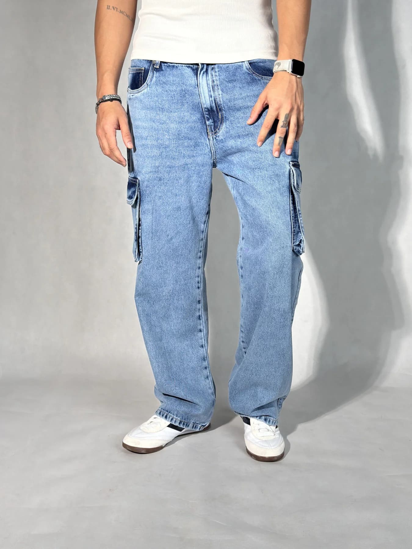 Men's Blue Casual Solid Baggy Fit Jeans