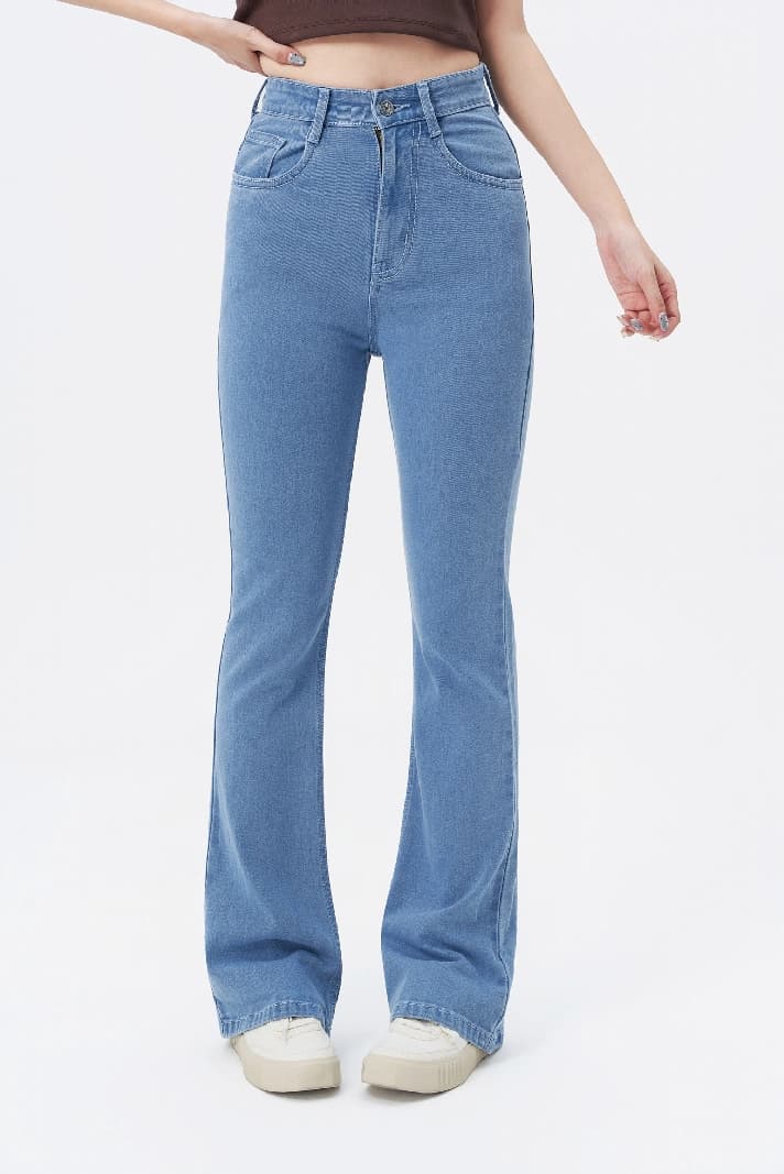 Women's Blue Casual Solid Bootcut Fit Jeans