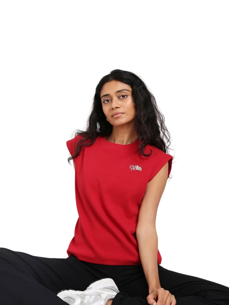 Women's Red Sports Solid Regular Fit Tank