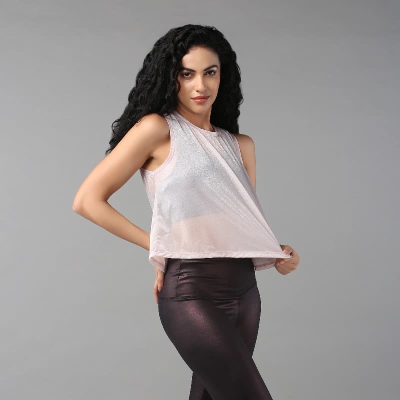 Women's Pink Sports Solid Regular Fit Top