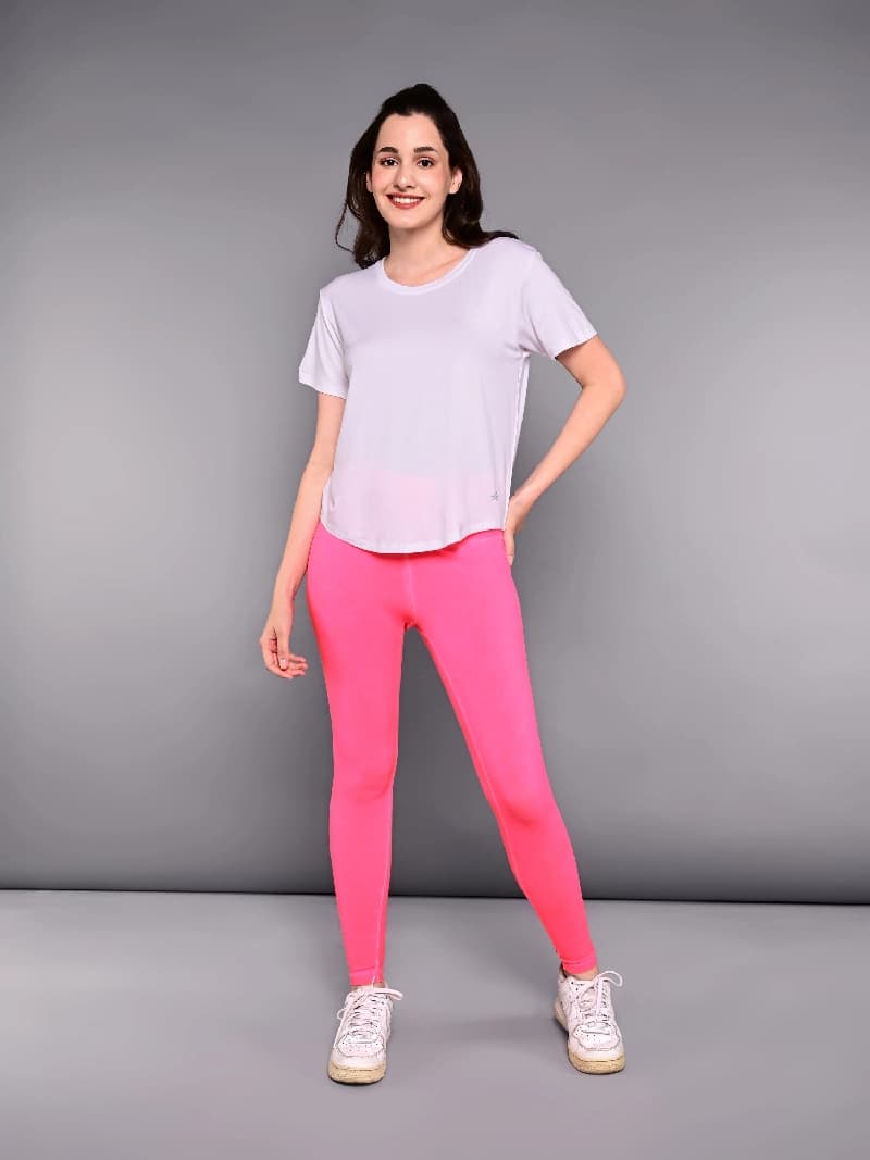 Women's White Sports Printed Oversized Fit Tshirt