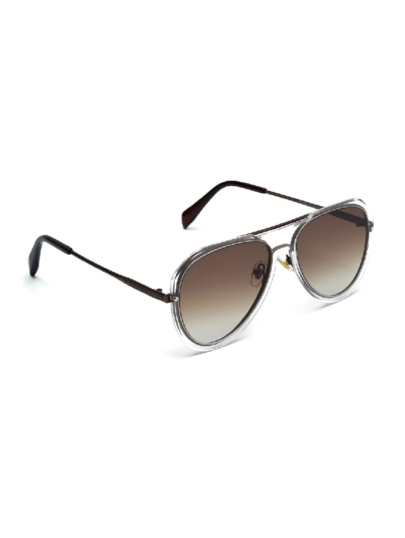 Unisex Brown Casual Aviator Sunglass