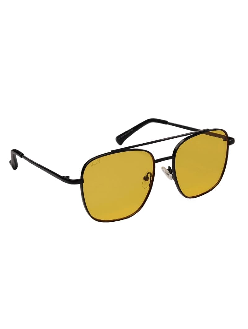 Unisex Yellow Casual Square Sunglass