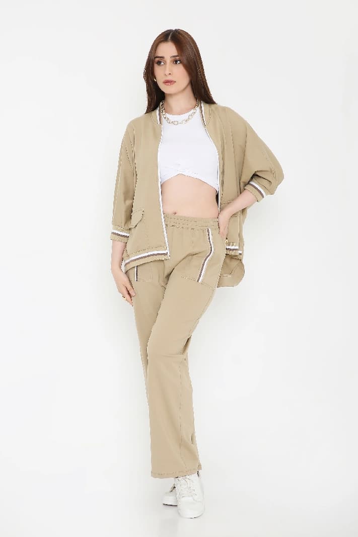 Women's Beige Casual Co-ords Set