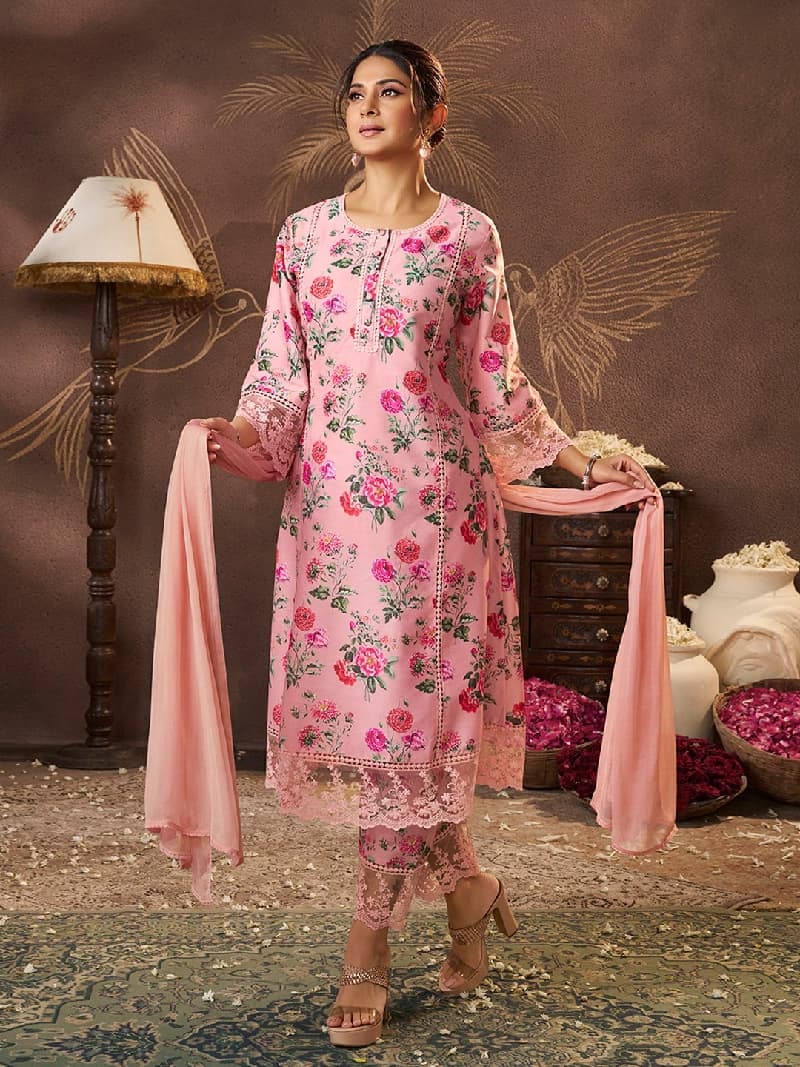 Women's Pink Festive Kurta Set