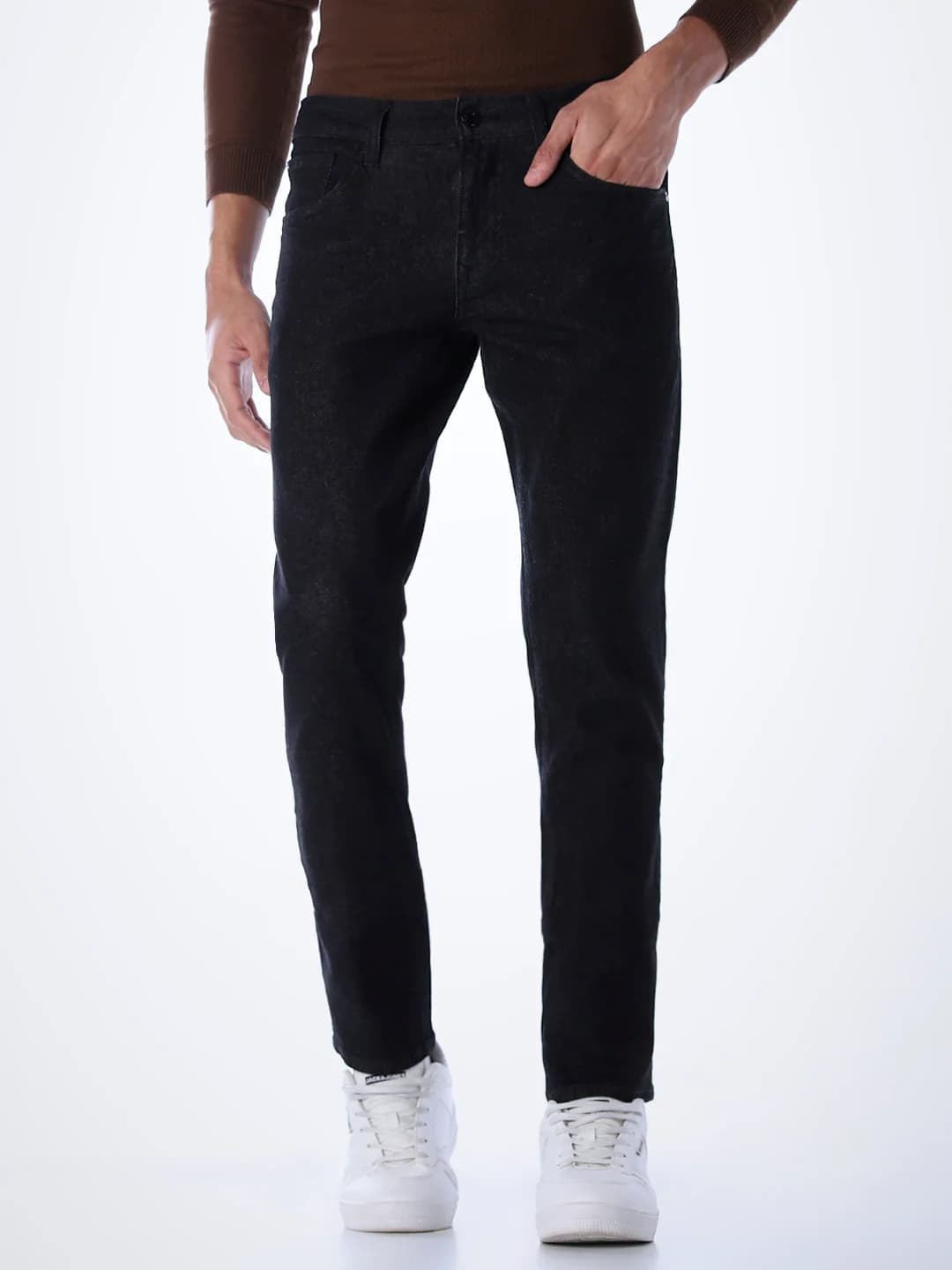 Men's Black Casual Slim Fit Low Rise Jeans