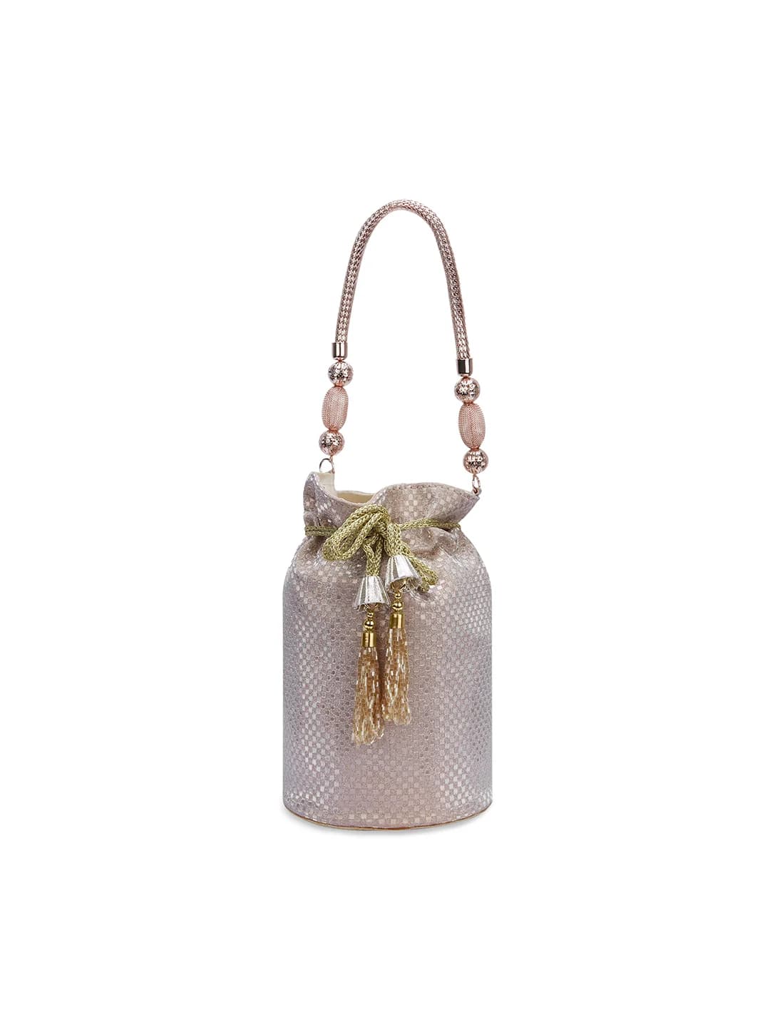 Women's Lt Gold Fabric Signature Joplin Gold Handle Potli
