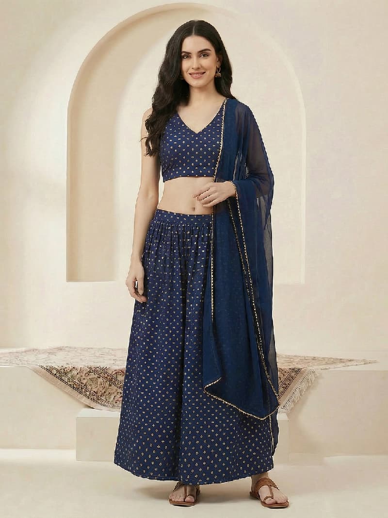Women's Blue Casual Lehenga Choli