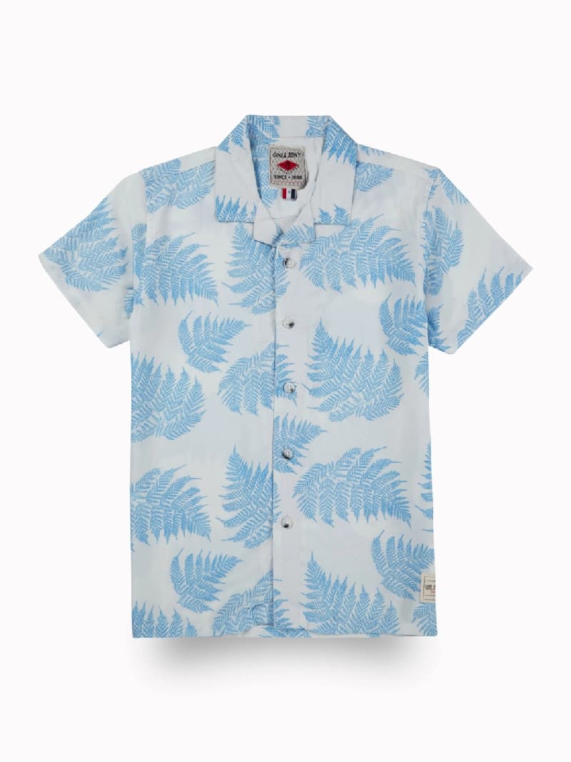 Boys Blue Casual Tropical Half Sleeves Shirt