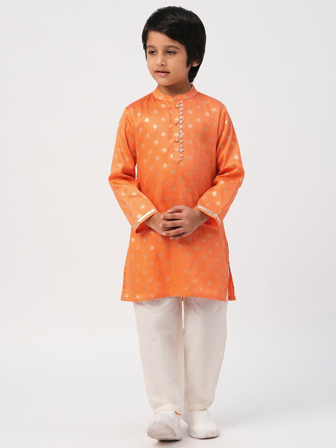 Boys Festive Mehfil Orange Kurta Pant Set