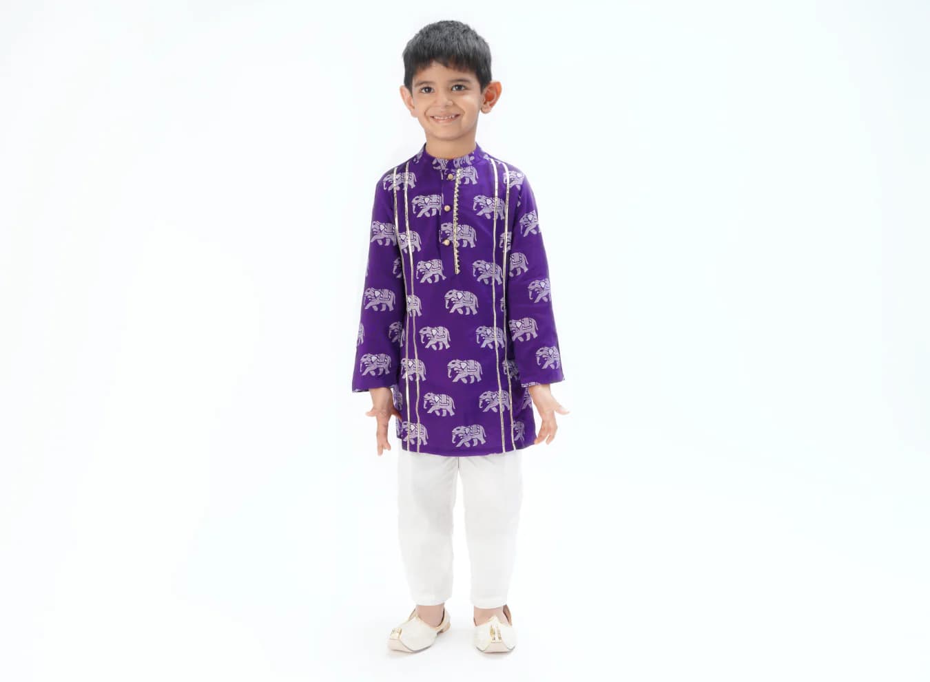 Boys Festive Purple Kurta With Pant Set