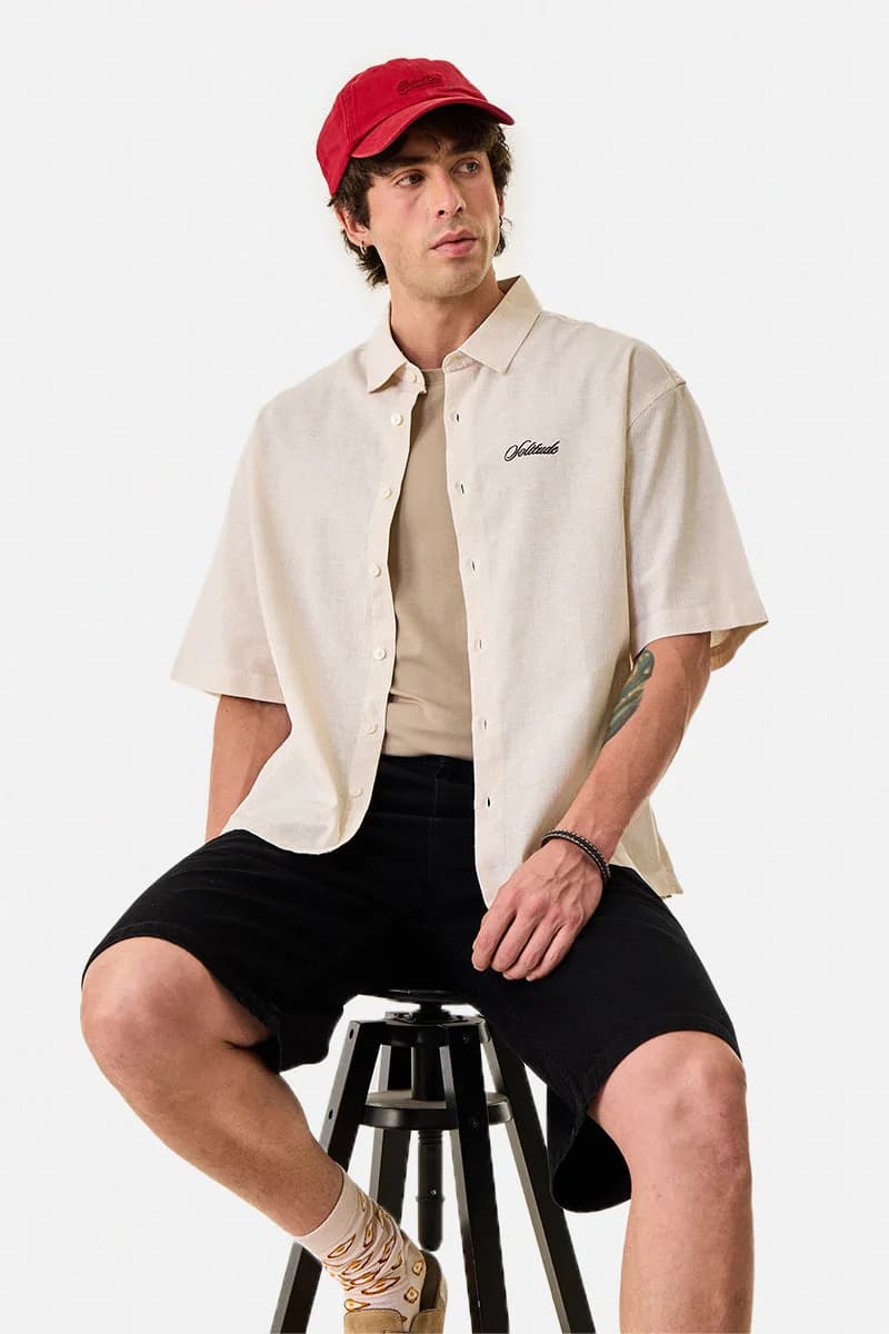 Men's Beige Casual Oversized Fit Cotton Shirt