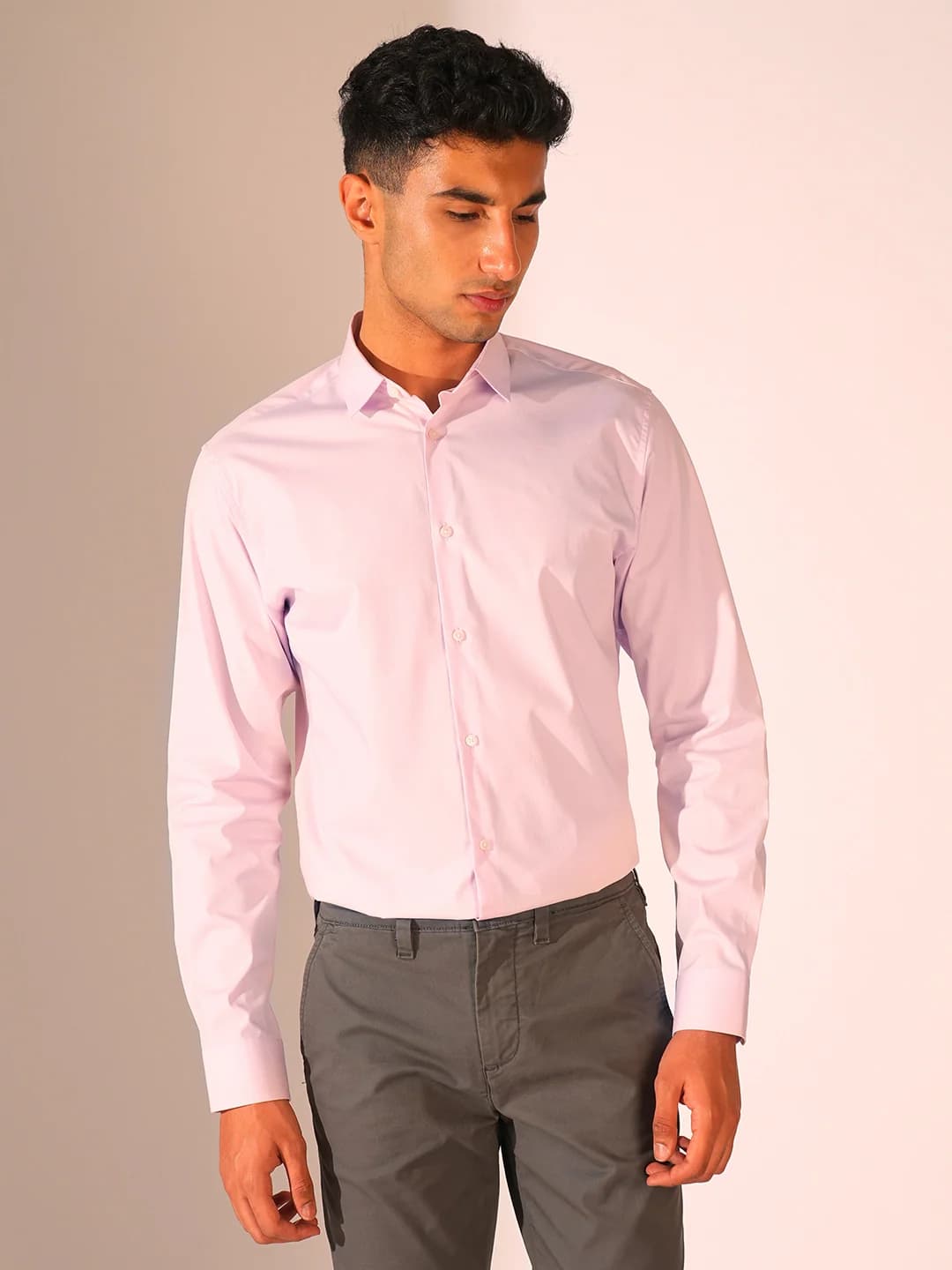 Men's Purple Formal Full Sleeves Solid Cotton Shirt