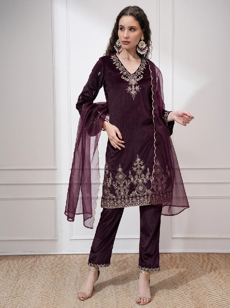 Women's Purple Casual Kurta Set