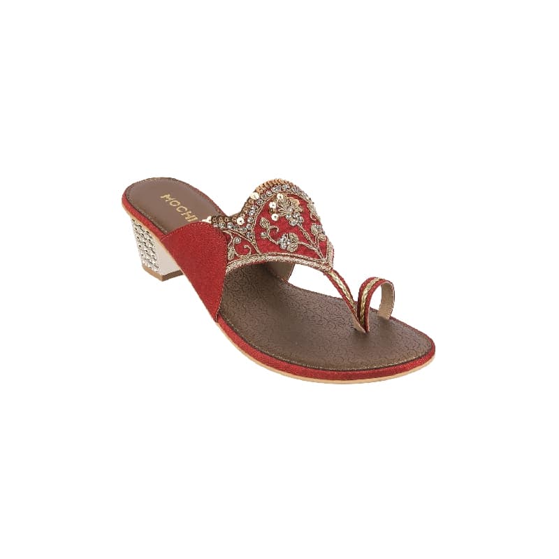 Women's Red Casual Synthetic Open Toe Slip-Ons Sandals