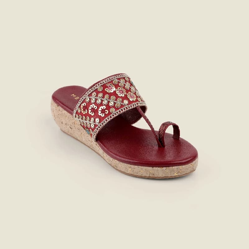 Women's Red Casual Synthetic Open Toe Slip-Ons Sandals