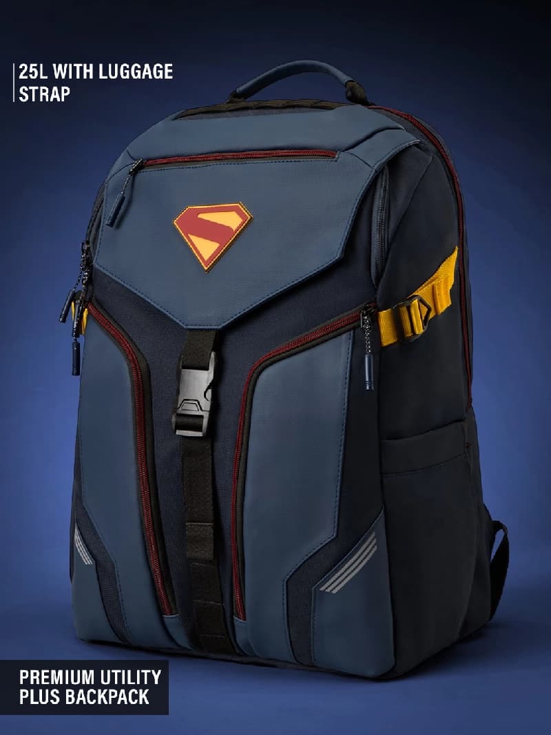 Unisex Blue Embossed Superman Krypton Origin Casual Backpack