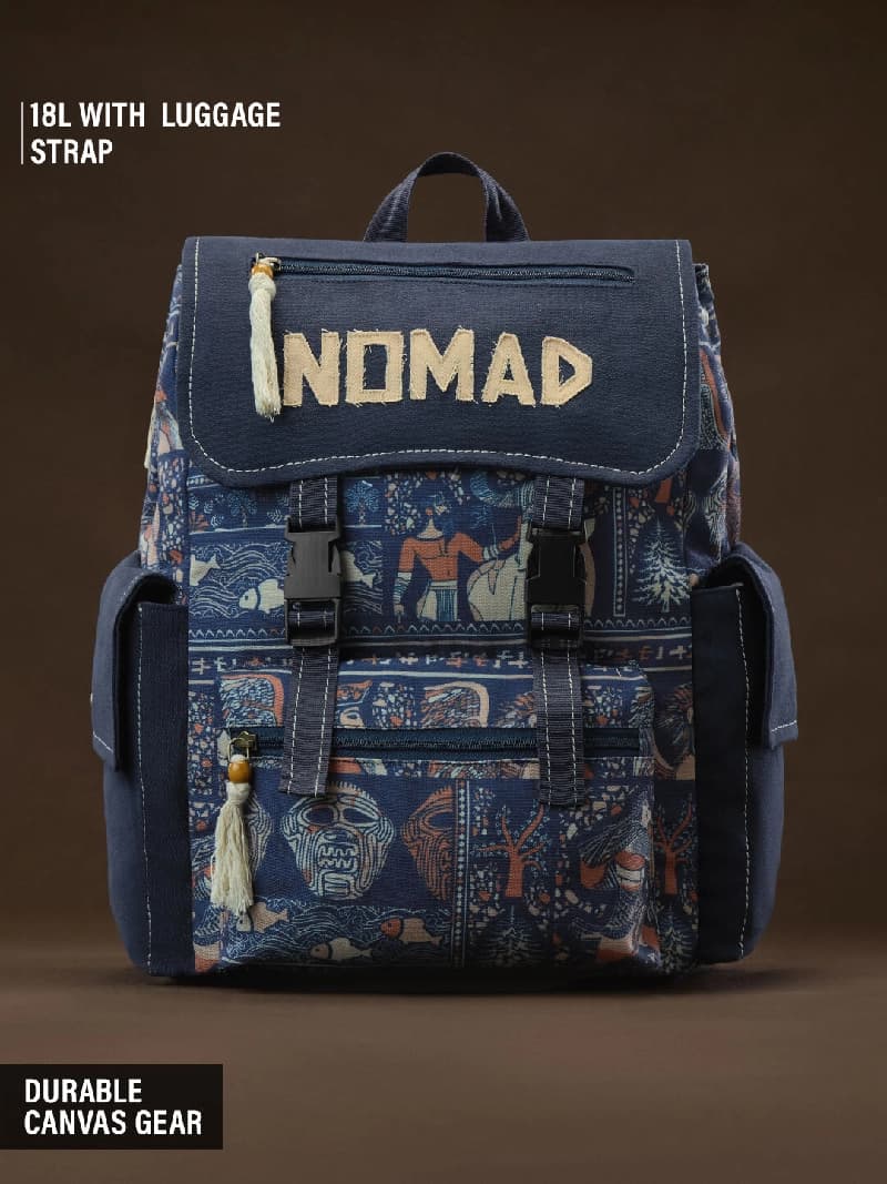 Unisex Blue Printed Nomad Odyssey Casual Backpack