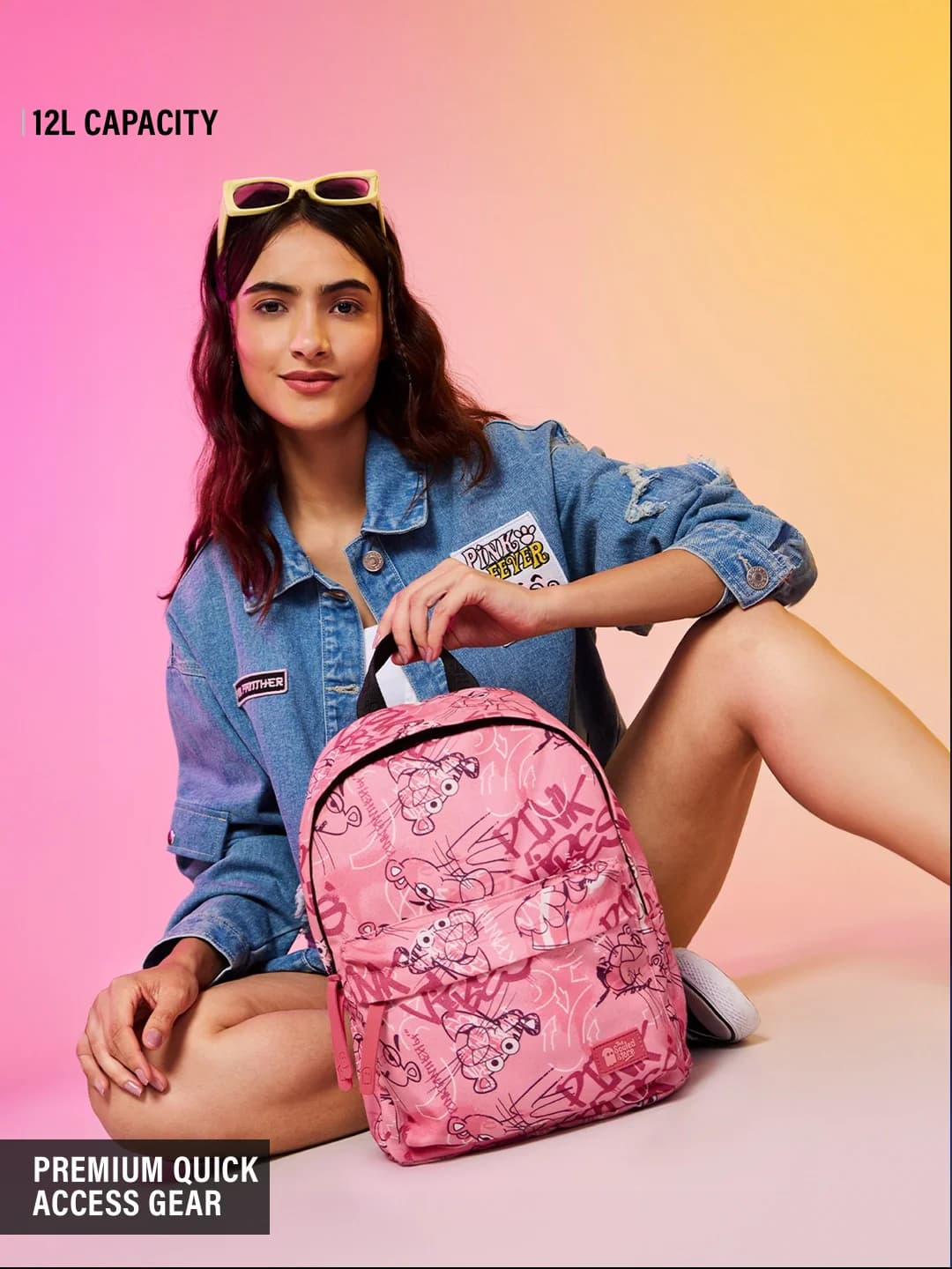 Women's Pink Printed Pink Panther Casual Backpack