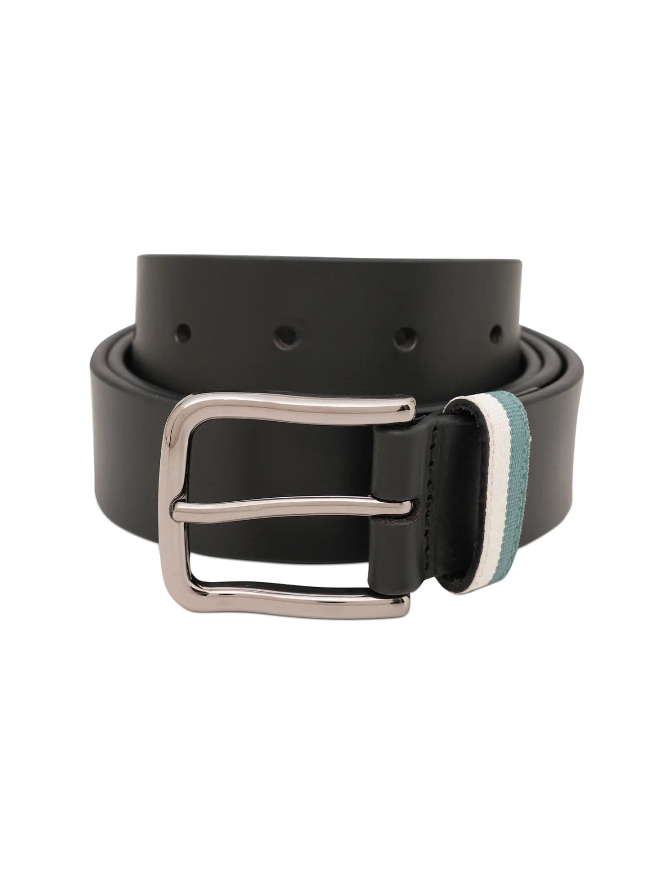 Men's Black Casual Solid Push Pin Leather Belt