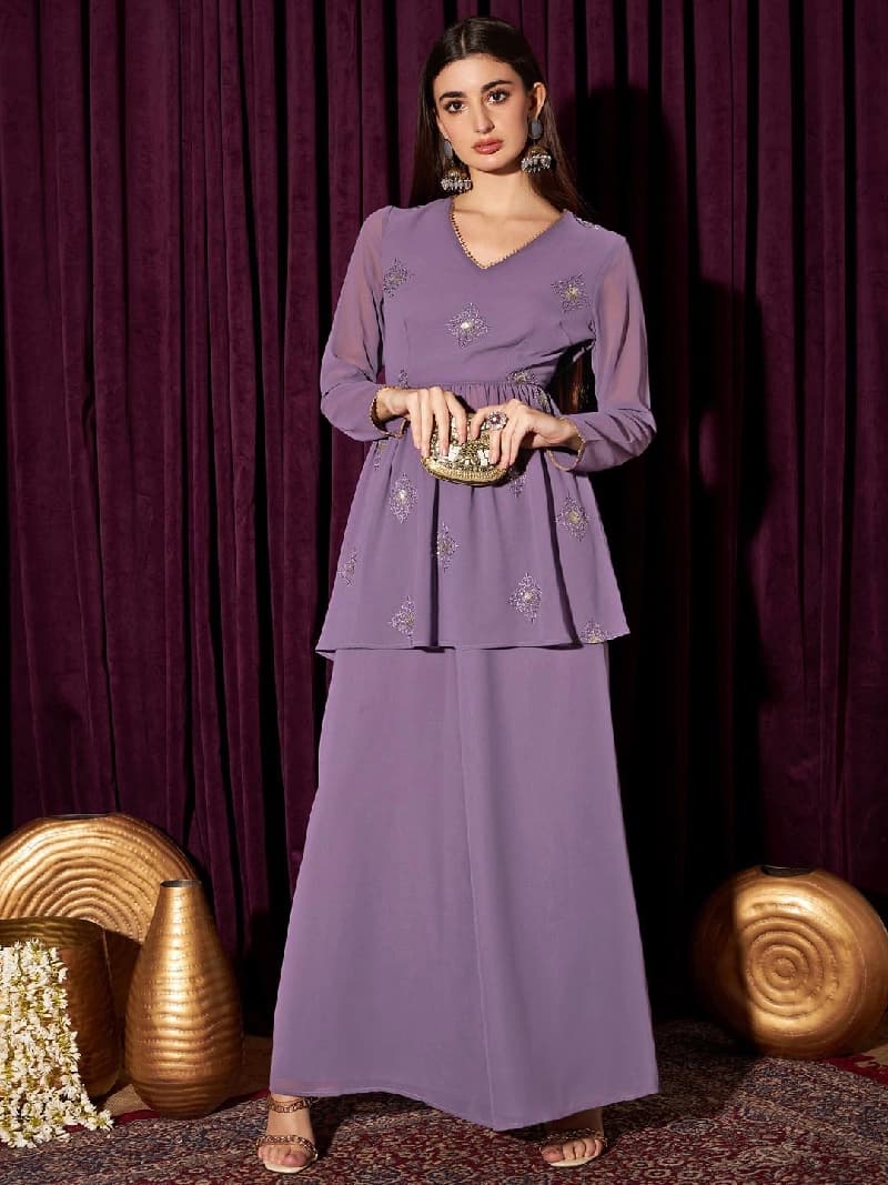 Women's Ethnic Motif Embroidered Tunic with Palazzo