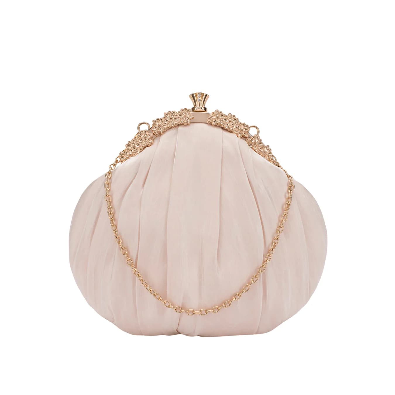 Women's Peach Casual Solid Leather Clutch Handbag