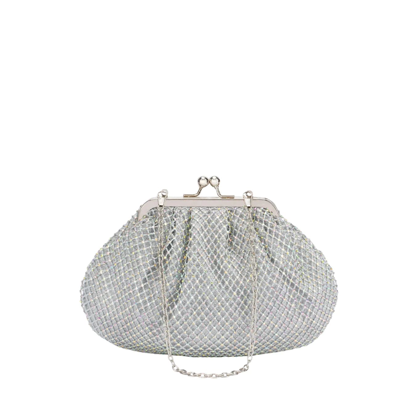 Women's Silver Casual Solid Leather Clutch Handbag