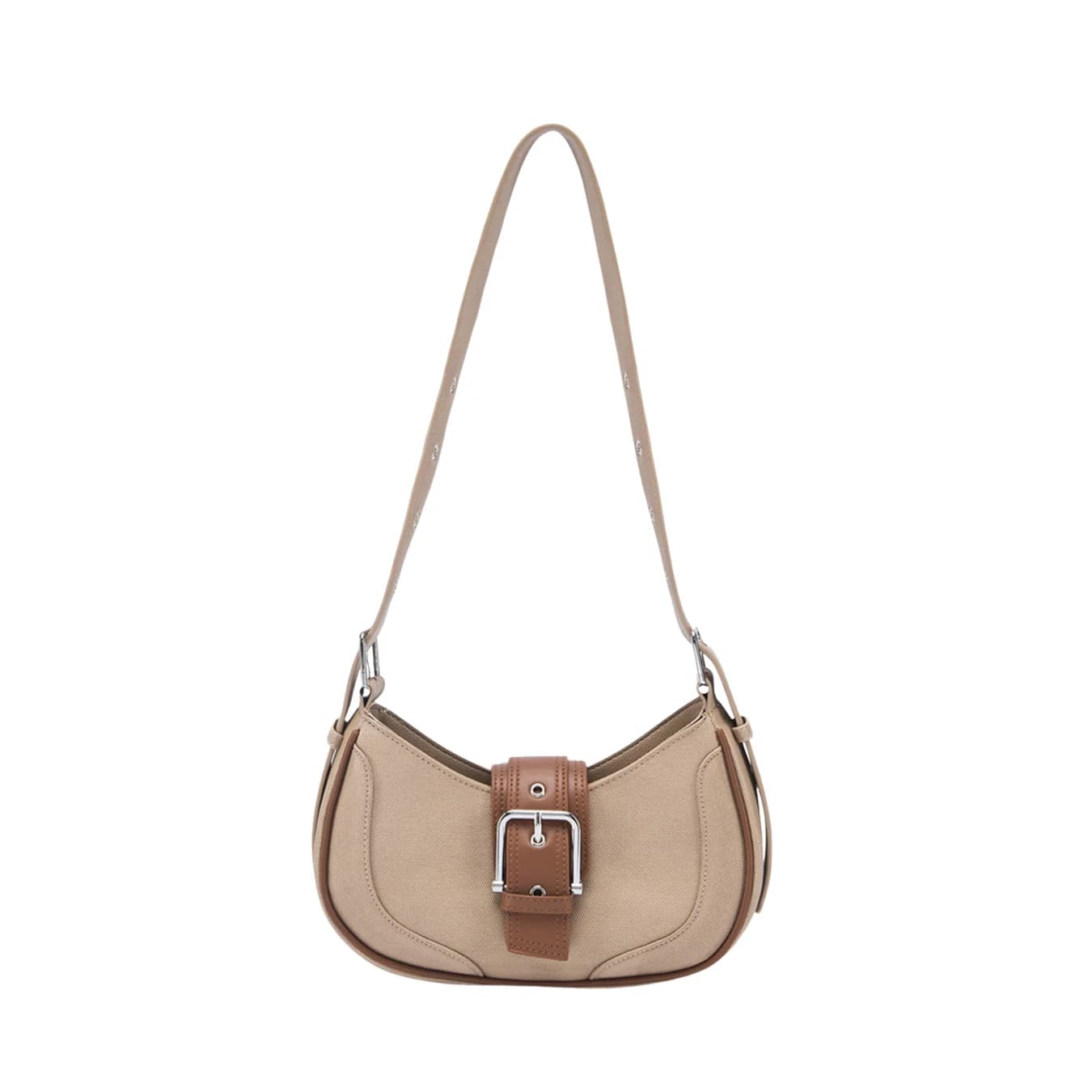Women's Beige Casual Solid Leather Shoulder Bag