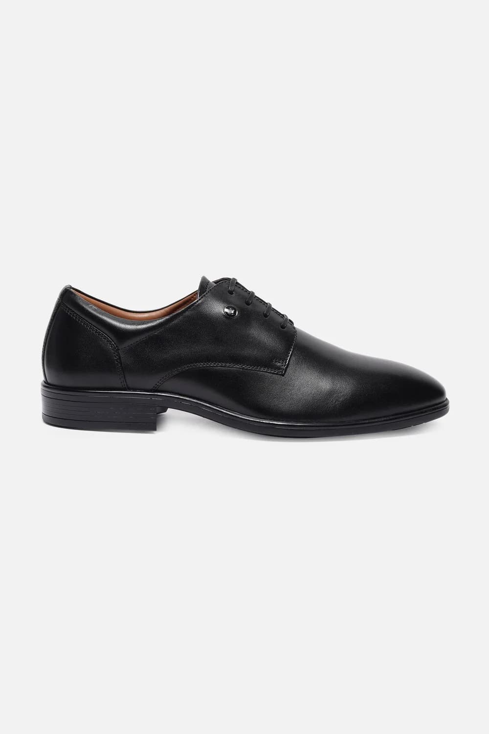 Men's Black Rubber Sole Formal Leather Derby Shoes