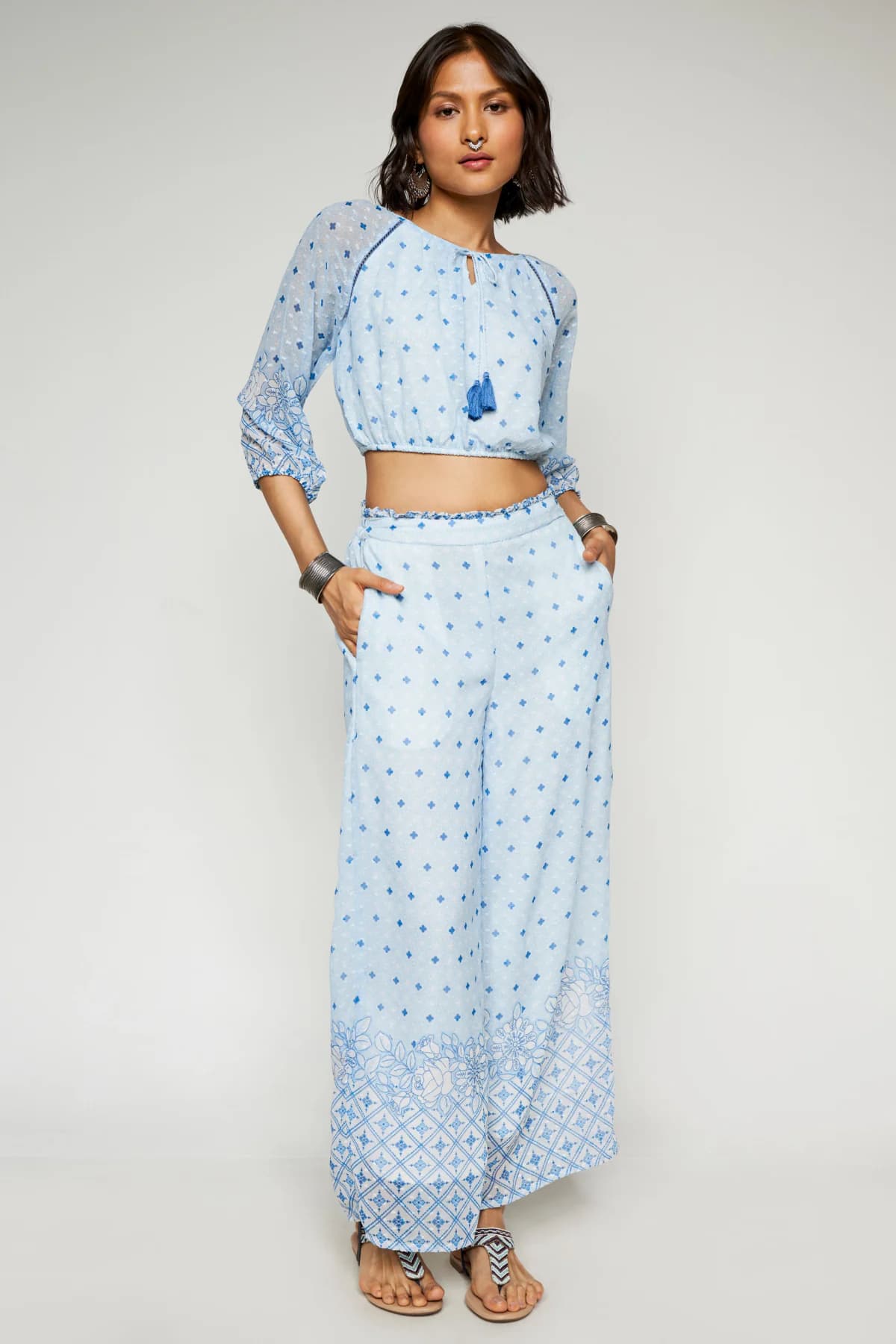 Women's Blue Casual Co-ords Set