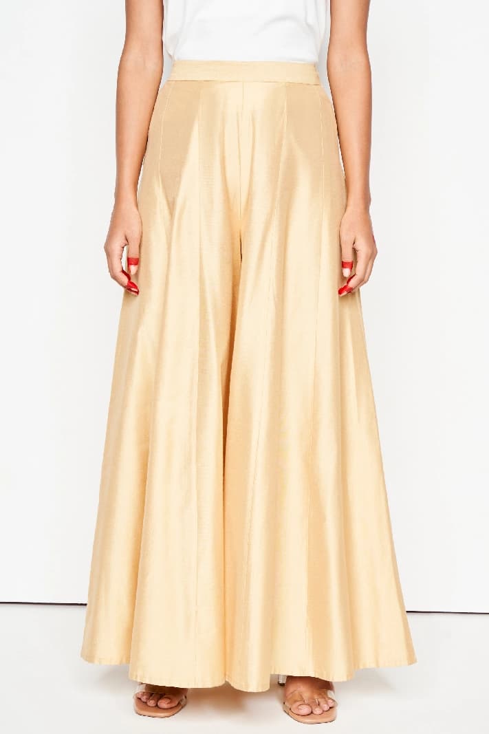 Women's Yellow Casual Solid Regular Fit Palazzos