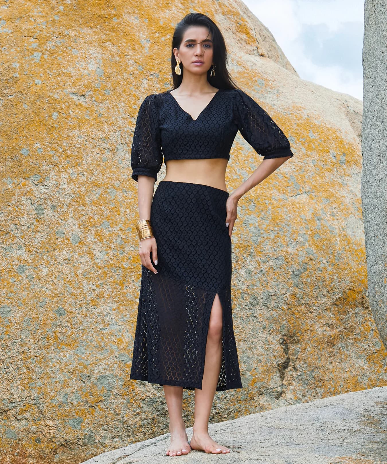 Women's Black Casual Solid Co-ords Set