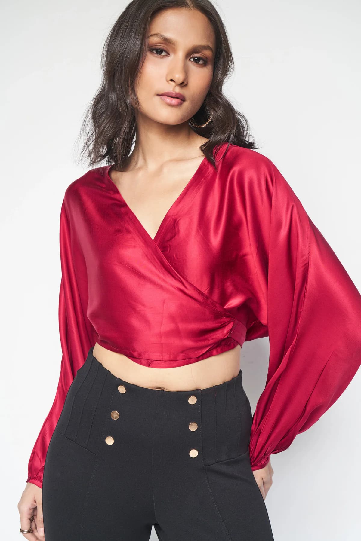 Women's Red Casual Solid Regular Fit Top