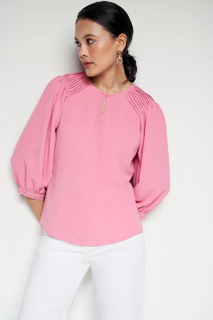 Women's Pink Formal Solid Regular Fit Top