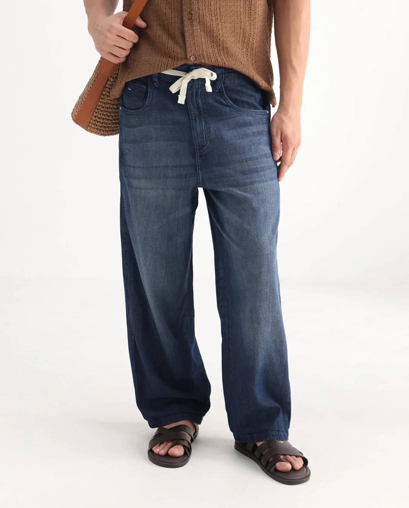 Men's Blue Casual Solid Baggy Fit Jeans